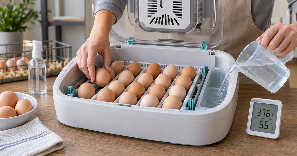 Essential egg incubator setup with correct egg placement and humidity control