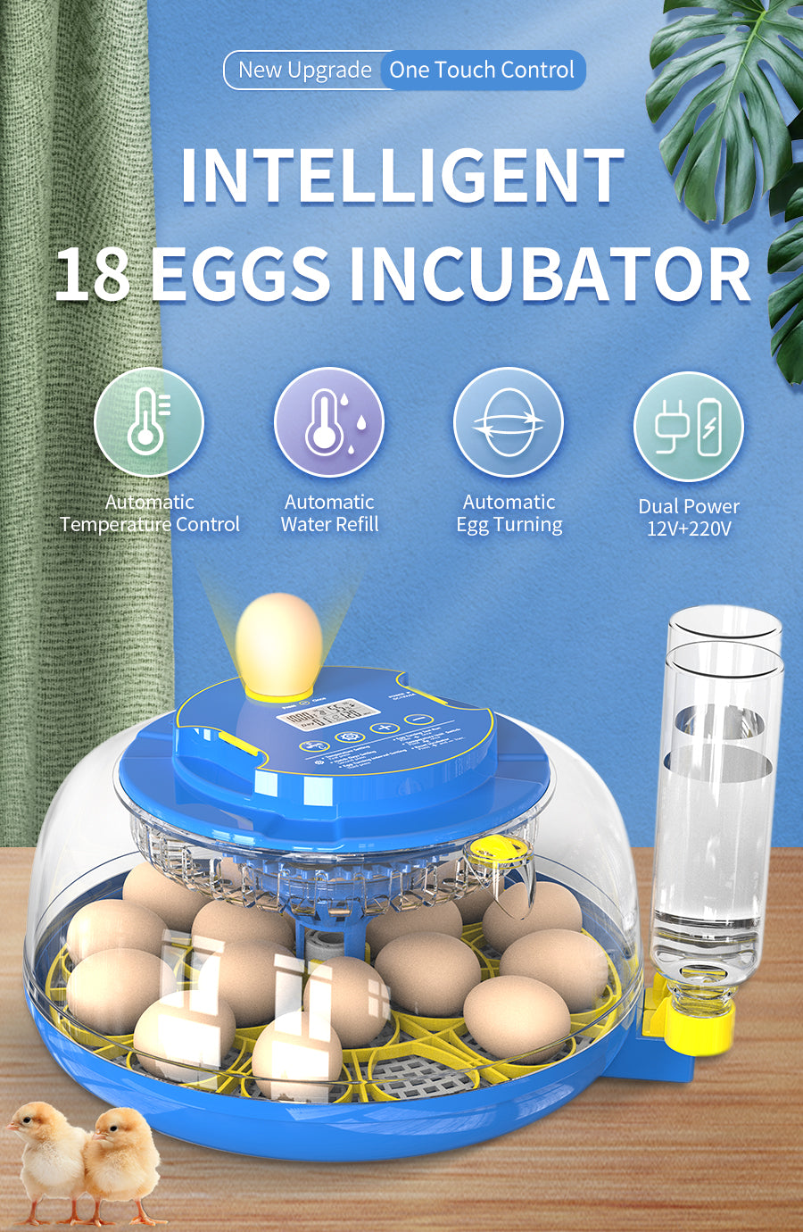 Incubadora Automática WONEGG para 18 Ovos com Ovoscópio Integrado