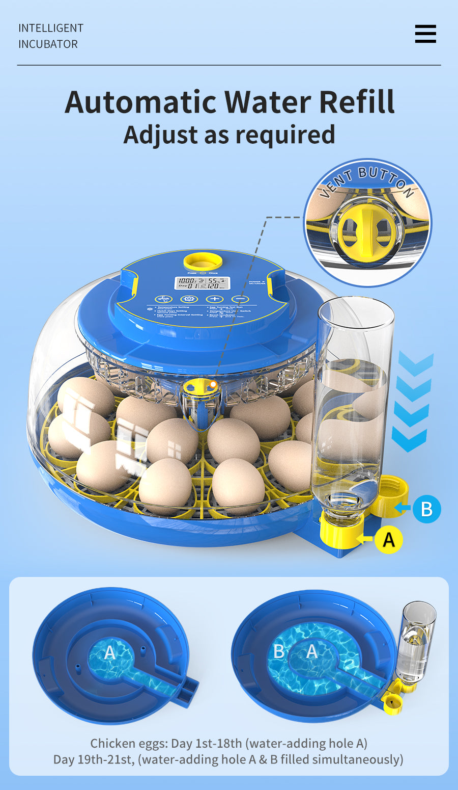 Incubadora Automática WONEGG para 18 Ovos com Ovoscópio Integrado