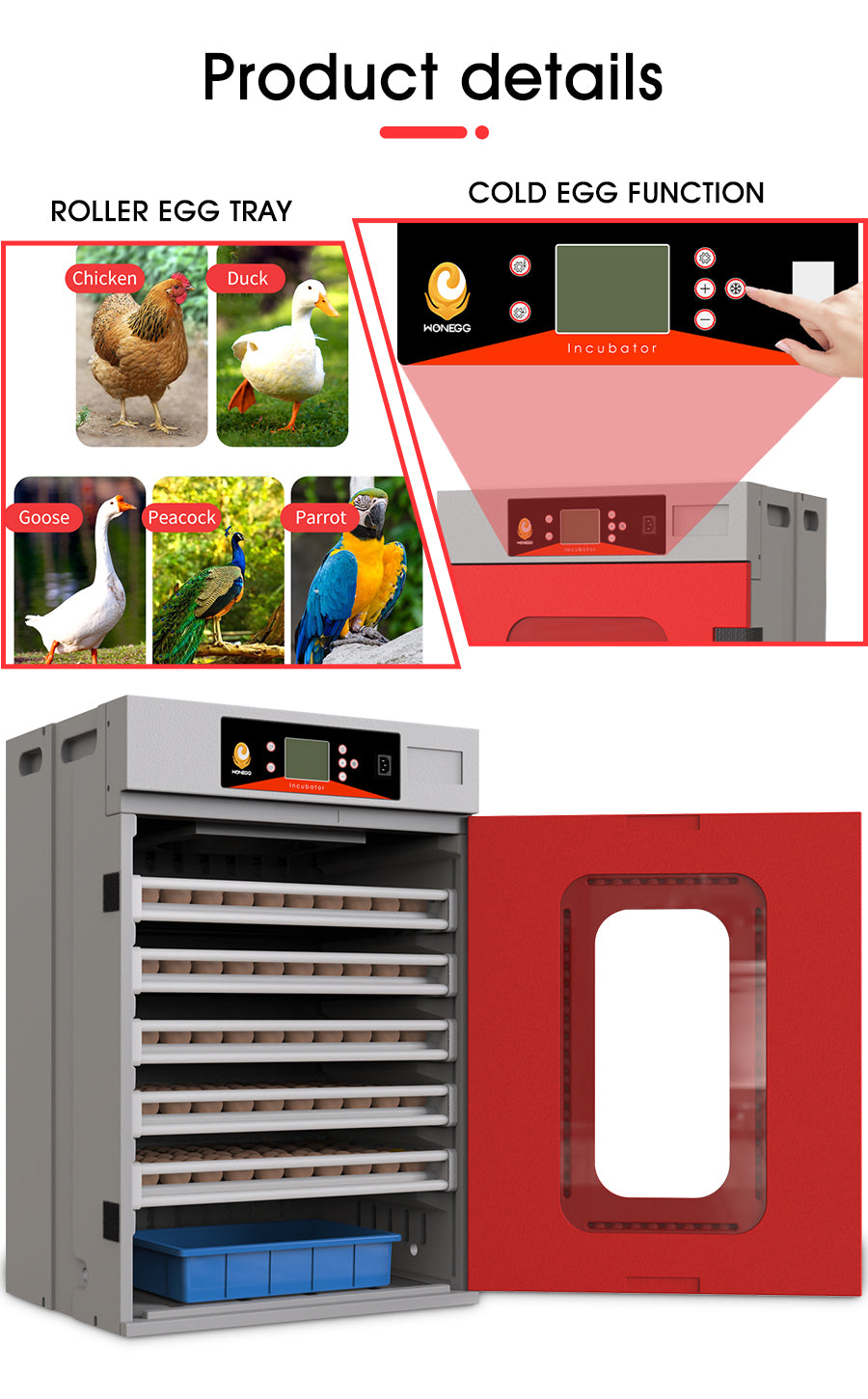 WONEGG 400-እንቁላል አውቶማቲክ የዶሮ እንቁላል ማስፈልፈያ