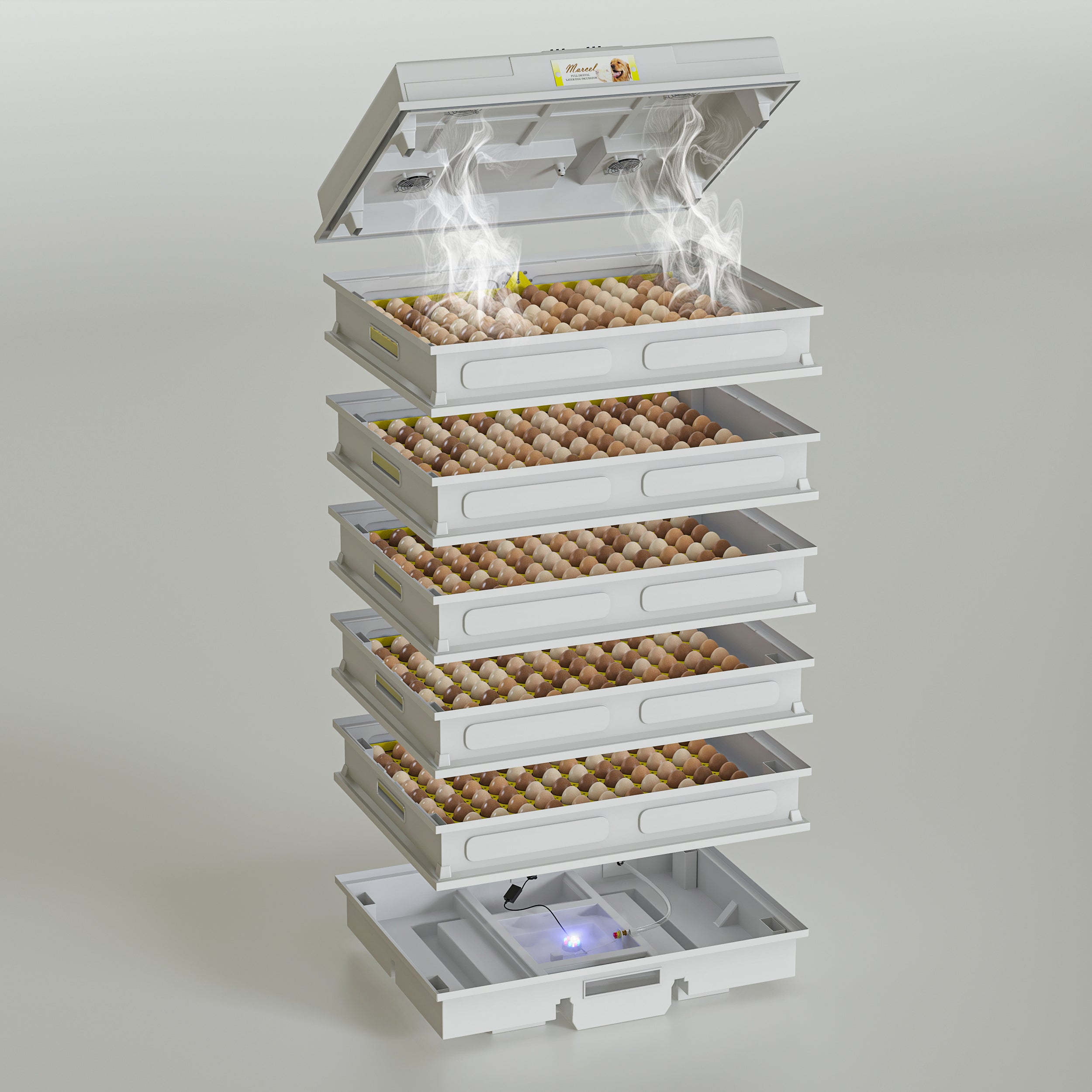 فقاسة بيض الدجاج بنظام طبقات معياري – سعة من مئة وعشرين إلى ألف ومئتي بيضة
